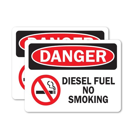 Signmission Diesel Fuel No Smoking with Graphic Danger Sign, Vinyl Decal, 14in W x 10in L, 2PK OS-2PACK-DS-D-1014-L-19325